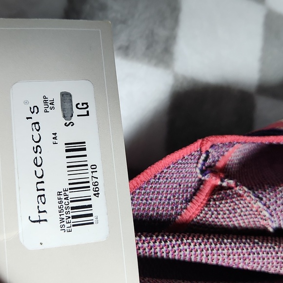 Miami boho print knit dress NWT pink purple black Aztec shirt sleeve L - Picture 6 of 7